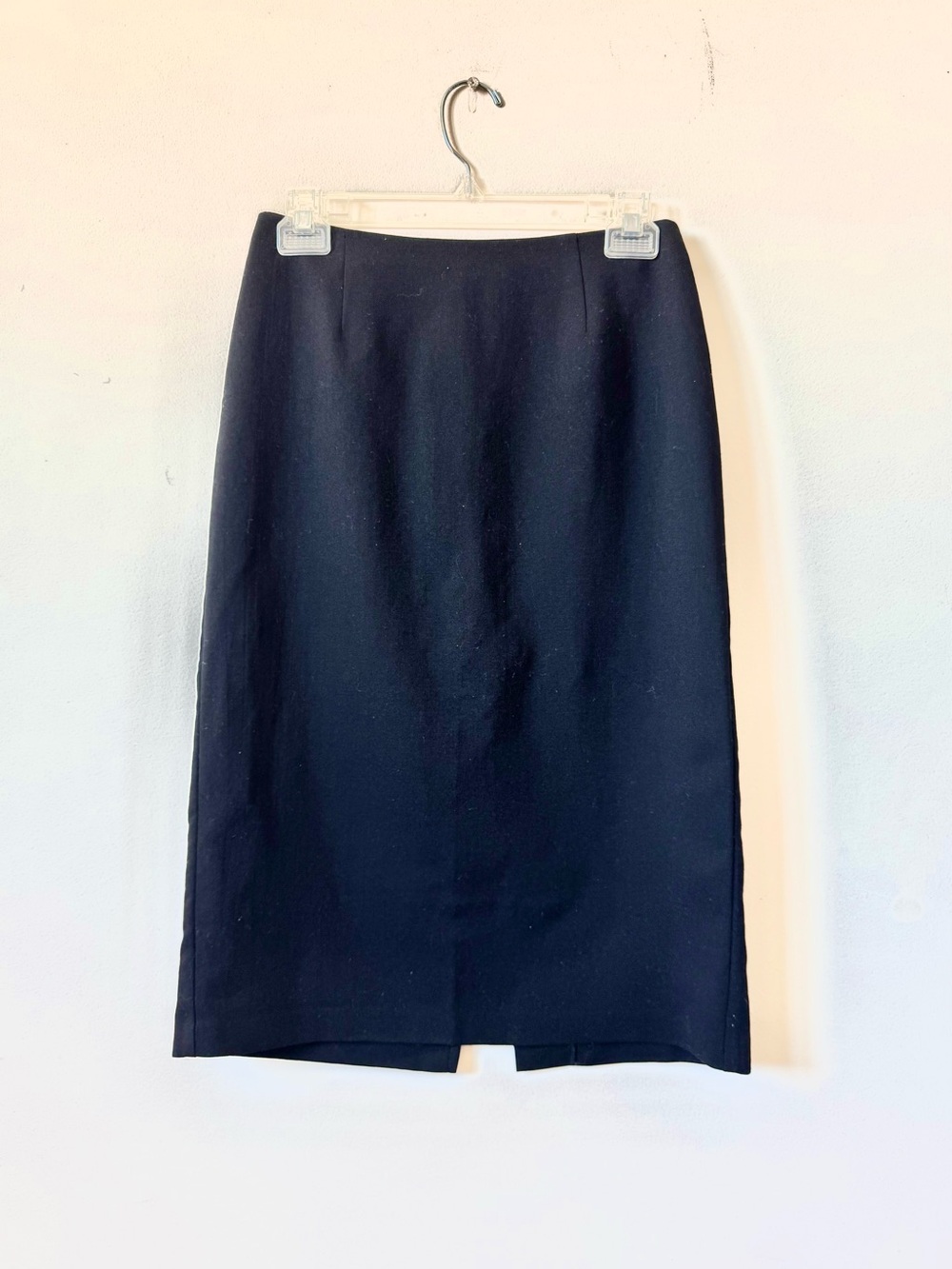 Vintage United Colors Of Benetton Black Pure Wool Pencil Skirt Sz 40